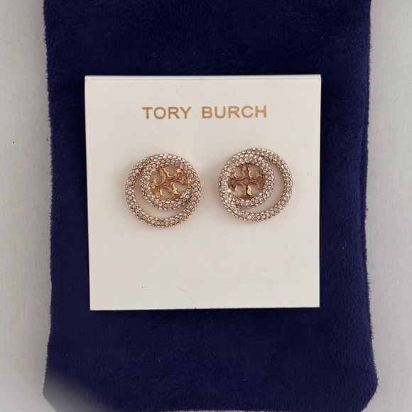 NWOT Tory Burch Miller Pave Ring Stud Earring - Picture 5 of 7